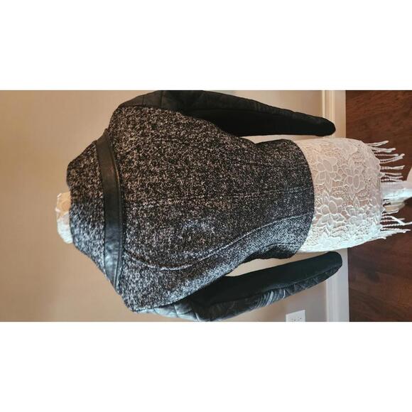 Flawless Unique tweed faux leather wool BCBGMAXAZRIA M coat blazer jacket love - Picture 3 of 8